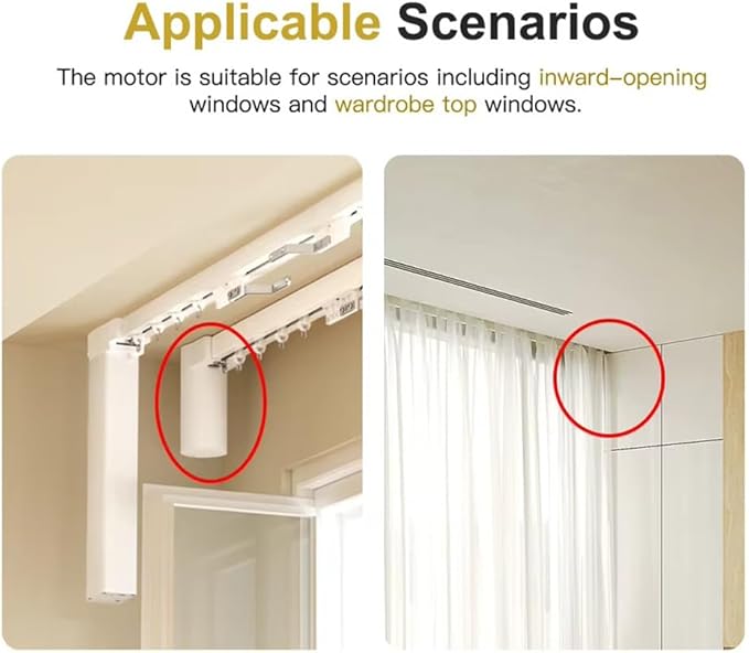 Matter over WiFi Hidden Smart Curtain Motor Track Kit, Silent Electric Curtain Rods 1.8N.m, Automatic Curtain Opener Compatible with HomeKit/Alexa/Google/SmartThings (3 meters (118.1 inches))