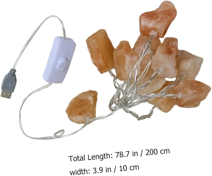 HOMSFOU 1set Himalayan Salt String Light Night Lamp USB Powered Decorative Led Beads for Home Office Yoga Relaxation Creates Calming Atmosphere