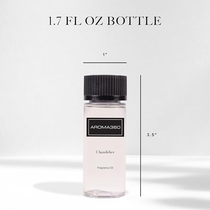 Aroma360 - Chandelier Fragrance Oil Blend | Hotel Inspired for Luxury Essential Oil Diffusers | Aromatherapy Scent Diffuser Oil | Bergamot, Woodsy Sandalwood, and Flirtatious Saffron - 50ML