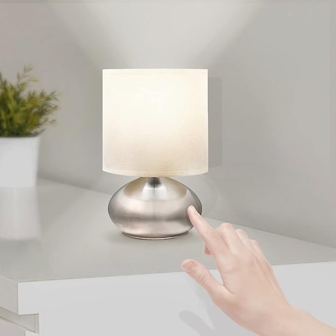 Catalina Lighting 18581-00 Caden Mini Reading Lights, Touch Accent Lamps for Office, Dorm, or Bedroom, Reading Light Nightstand Lamp, LED Bulb NOT Included, 9.25", Silver, Set of 2