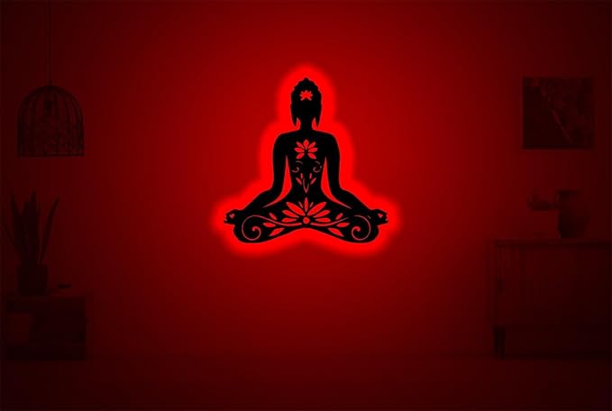 Lotus Symbol Relax Neon Sign, Mandala Yoga Room Night Light, Yoga Buddha Lotus Metal Wall Art Rgb Led Light Buddhist Namaste Sign Home Decor Buddhism Decoration Man Cave Housewarming Birthday Gift