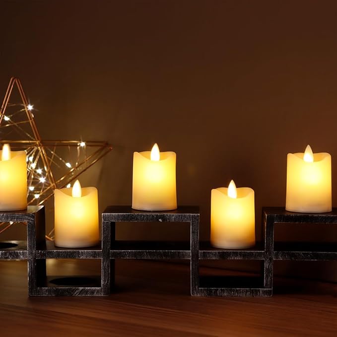 JHY DESIGN Set of 6 Flickering Battery Candles Plastic Flameless Candles with Moving Wick-LED Fake Candle Tea Lights for Lantern Home Bedroom Party Weddings Holiday