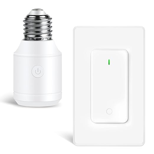 Remote Control E26 E27 Light Bulb Socket Adapter,GreenCyle Standard Medium Base Lamp Socket Extender 2.3"(5.8cm),Screw-in Light Socket,Max 500W,No Wiring Needed,500ft RF Range,for Lamp,Home & Office