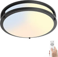 13Inch Flush Mount LED Ceiling Light Fixture with Remote: 36W 3600lm Dimmable Modern LED Ceiling Lights, 2700K/3000K/4000K/5000K/6500K Adjustable Black Kitchen Lighting for Bathroom Hallway, 1-Pack