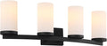 Design House Desta Vanity Light, 4-Light, Curved Bar Design, Frosted Glass Glow, Dimmable, Up/Down Mountable, E26 Socket, Black, 30.0 in L x 6.6 in W x 9.5 in H, 589168-BLK