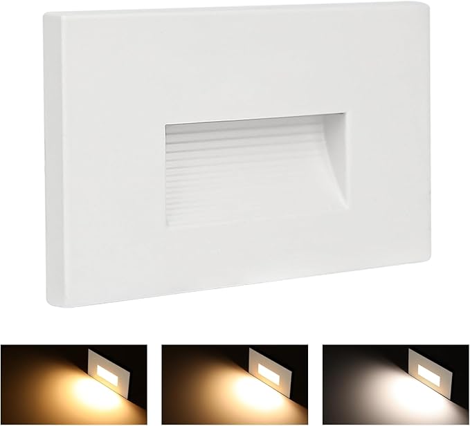 Stairway Lights Indoor, 120V 3W LED Dimmable Stair Lights Indoor Outdoor for Step Stair, 3000K/4000K/5000K, IP65 Waterproof, Aluminum, ETL, Pack of 1 (D Style White, 1)