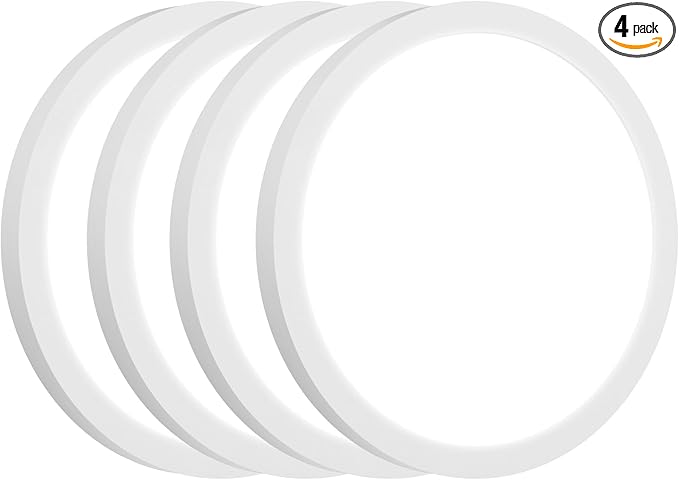LED Flush Mount Ceiling Light Fixture, 100W Equivalent Modern Kitchen Recessed Ceiling Lamp 5000K Daylight White 15W 1200Lm 7 Inch Closet Round Surface Mount for Laundry Bedroom Hallway(Pack of 4)