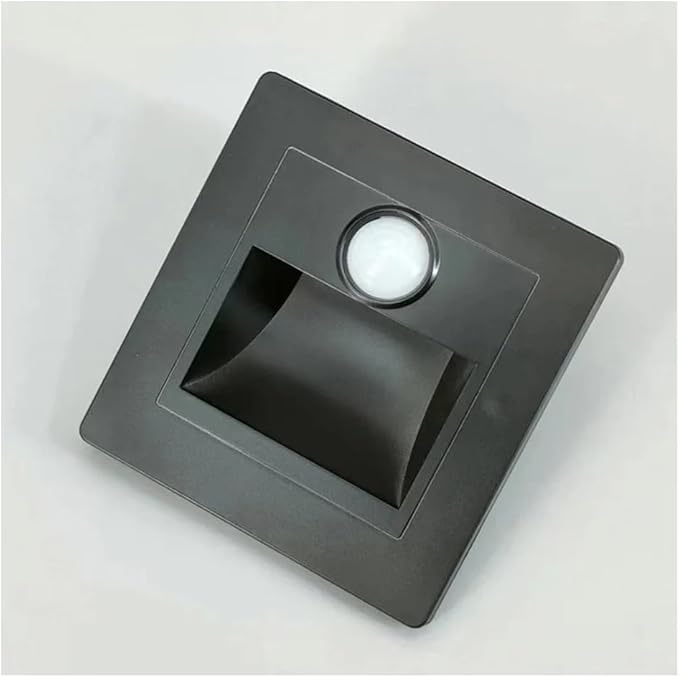 Motion Sensor Stair Lights 3W 3000K Recessed LED Step Light Indoor Stair Step Wall Lamp Staircase Bedroom Decoration Black