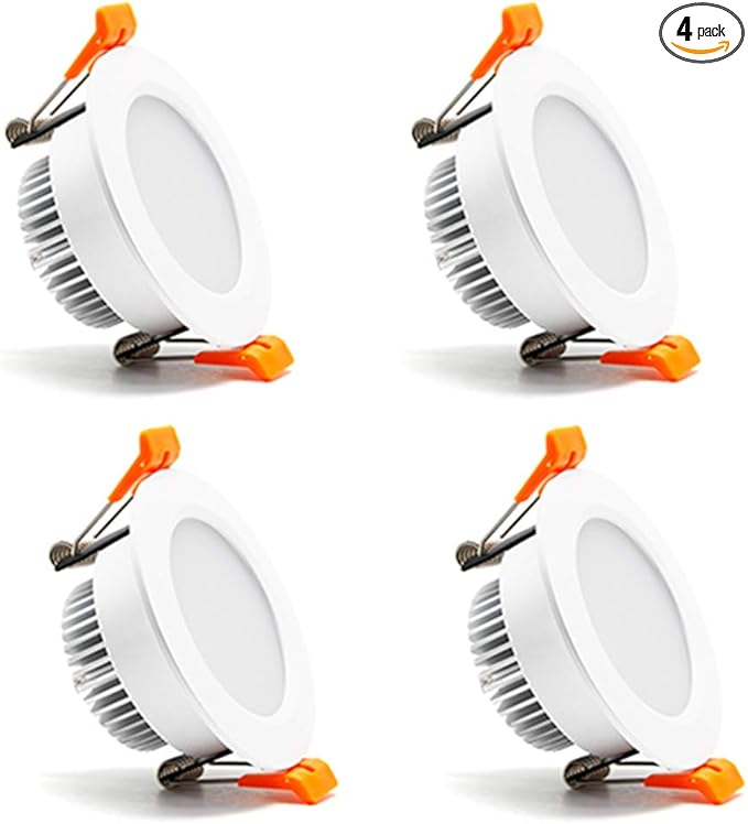 2.5 inch Dimmable LED Recessed Lighting, 5W Retrofit Downlight, 3000K Warm White, CRI 80 with LED Driver, as AC 110V Ceiling Light Fixture for Living Room, Kitchen, Bedroom, Hallway, 4 Pack