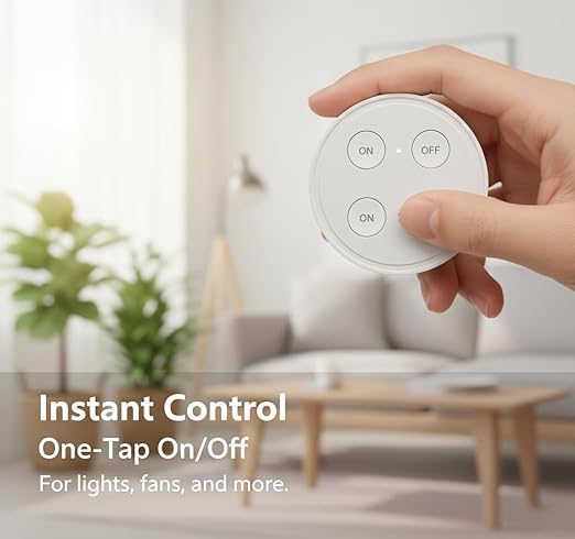 LoraTap Mini Remote Control Outlet Plug: 656ft Range — Wireless Light Switch for Household Appliances — No Wiring — 1 Remote for 2 Outlets