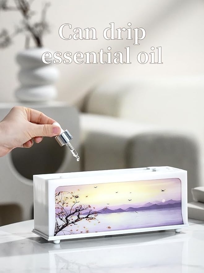Essential Oil Diffusers Ultrasonic Fireplace Flame Aromatherapy Diffuser, Auto Shut-Off, Timer Setting, 7 Colors LED Lights Changing for Home, Office, Spa 200ml (Black)