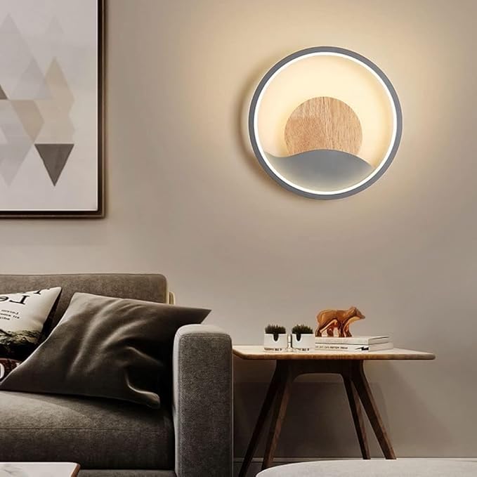 Nordic Modern Minimalist LED Bedroom Wall Decoration Creative Background Living Room Corridor lamp(White)