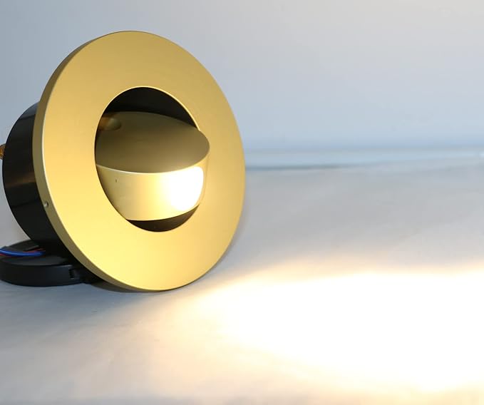 3W LED Wall Recessed Step Stair Lighting Bedside Reading Light Fixture Hidden On/Off Switch Adjustable Warm White Yellow Circle