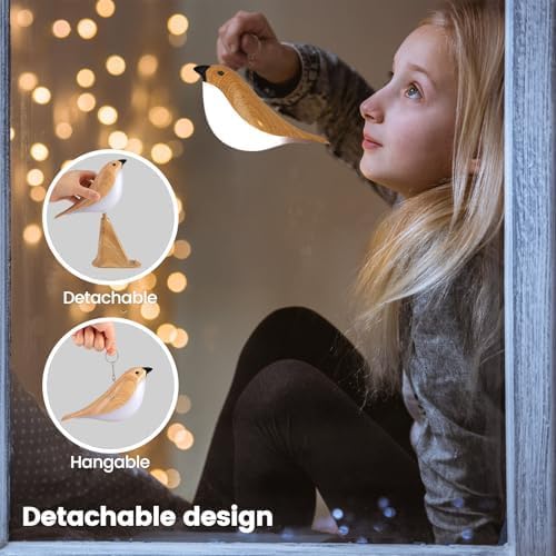 Small Cute Bird Table Lamp with Timer, Touch & Remote Control Bird Night Light, Cordless Bedside Lamps, Desk Lamp for Reading, 3-Way Dimmable USB Rechargeable Battery 2600mAh Nightstand Lamps, Decor