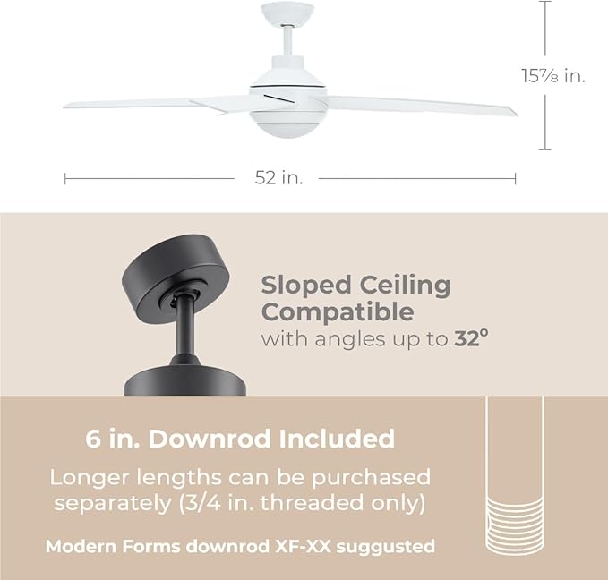 Airvana 52in 5-Blade Smart Indoor or Outdoor Ceiling Fan 2700K-6000K CCT Tunable Range LED Light Kit in Matte Black Works With iOS or Android App