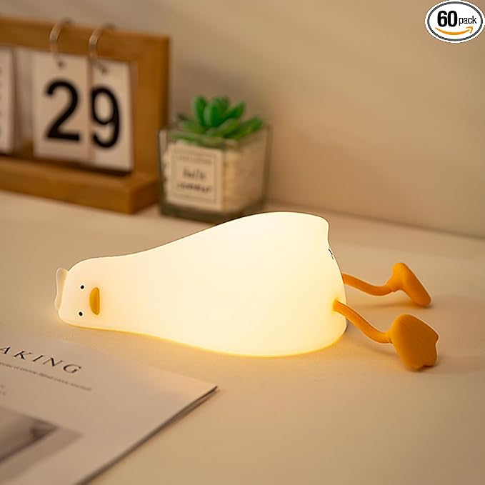 LED Duck Lamp, Yellow Silicone LAMP, Adjustable Dimmable Night Light with Timer, Rechargeable Bedside Touch LAMP, Funny Gifts for Decoration, Breastfeeding