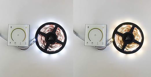 AMKI LED Wall Switch Dimmer,LED Controller,Wall- Mounted Plastic Cover Touch Panel Switch for DC12V-24V 3528 2835 5050 Single Color LED Strip Lighting(Color Temperature)