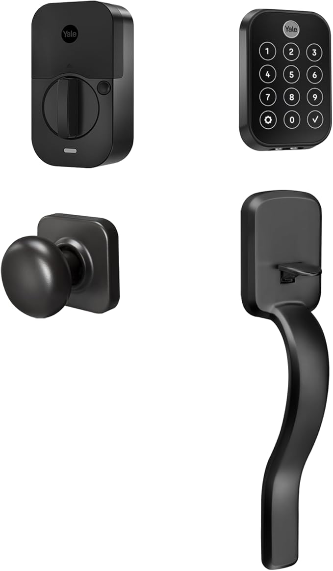 Yale Assure Lock 2 Touch Deadbolt with Ridgefield Handle, Black Suede Smart Keyless Entry Door Lock with Wi-Fi Connected Touch Keypad and Fingerprint Scanner, B-YRD450-F-WF1-RX-BSP