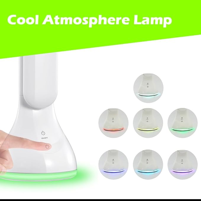 AYI Desk Lamp with LED Display Eye-Caring LED Table Lamp with Calendar, Temperature Display, Multi-Angle Adjustable 7-Color Gradient Ambient Modern Office Lamp for Home & Office-T19 White