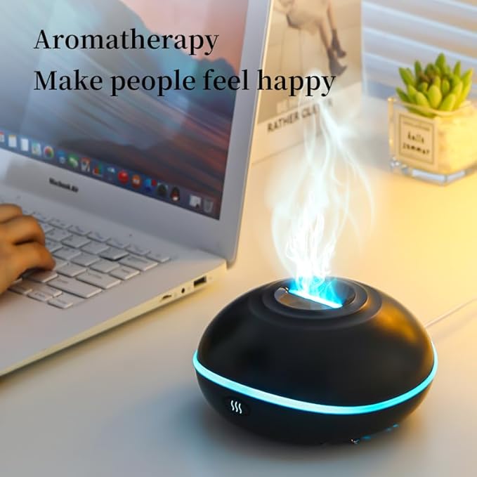 Essential Oil Diffusers Ultrasonic UFO Aromatherapy Diffuser, Ultrasonic Diffuser, Cool Mist Humidifier, 7 Colors LED Lights Changing for Home, Office, Spa 200ml (Black)