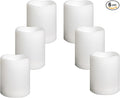 Waterproof Outdoor Battery Operated Flameless Candles with Auto Timer Flickering Plastic Resin Electric LED Pillar Lights for Lantern Patio Garden Wedding Party Decorations 3x4 Inches 6 Pack White
