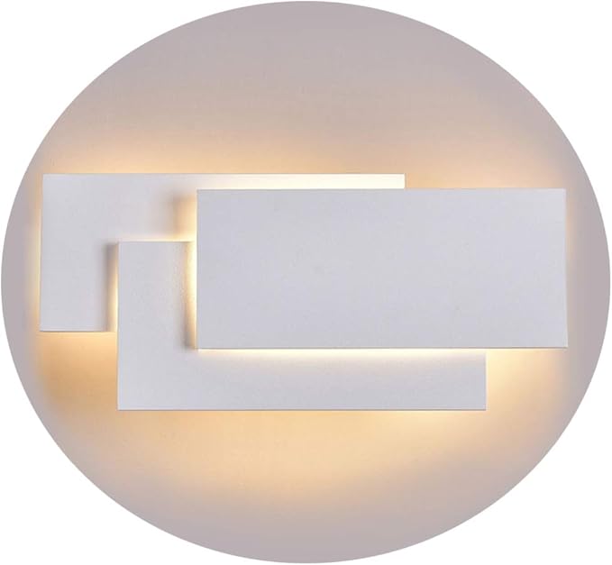 Ralbay 24W Modern LED Wall Sconces Indoor Matte White Wall Light for Bedroom Up and Down Wall Mount Light, Warm White 3000K