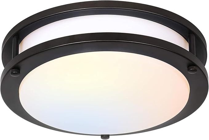 hykolity 13 inch Flush Mount LED Ceiling Light Fixture, 2700K/3000K/3500K/4000K/5000K Adjustable Ceiling Lights, Oil Rubbed Bronze Saturn Dimmable Lighting for Hallway Bathroom or Kitchen, ETL Listed
