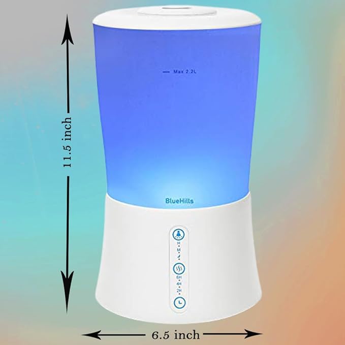 BlueHills Premium Set of Two Large 2000 ML XL and 1000 ML Round Essential Oil Diffusers Humidifier Combo for Large Room Home with Décor LED Lights Great Gift – Value Pack of White