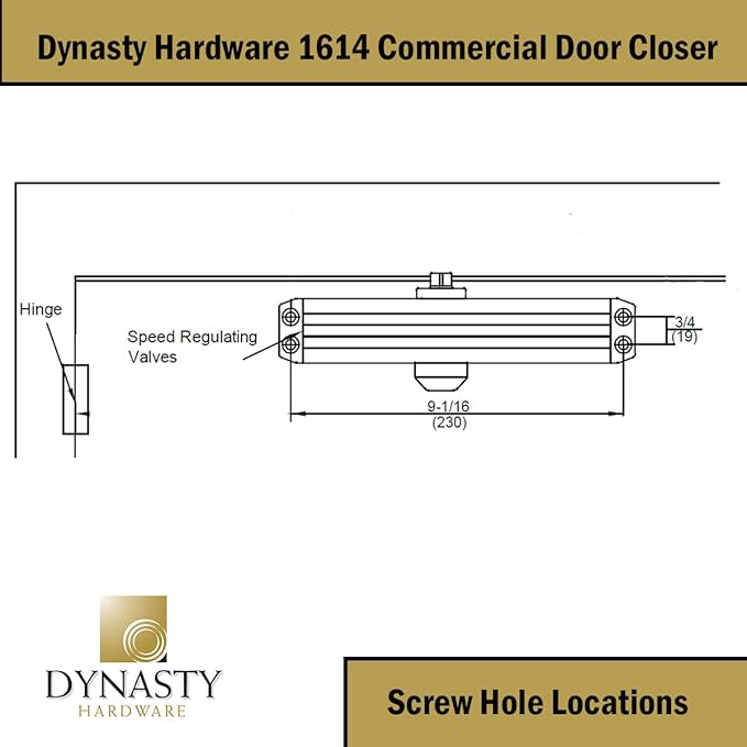 Dynasty Hardware Door Closer, Grade 1 Heavy Duty Commercial Hydraulic Closer, Self-Closing, Adjustable Spring Size 1-4, ADA Compliant, Surface Mount, Sprayed Duronotic Bronze, Series 1614