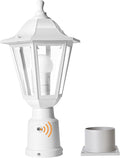 FUDESY Dusk to Dawn Outdoor Post Light, White Modern Exterior Post Lantern with Pier Mount Base, Plastic Waterproof Lamp Light Fixture for Garden Yard Patio Pathway, LED Bulb Included