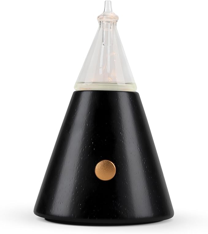 Professional Waterless Essential Oil Diffuser, Glass &Wood Aroma Oil Nebulizer with Cold Air Diffusion Technolgy, Essential Oil Scent Atomizing Machine for Home/Spa－Super Quiet