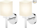 Vanity Lighting Fixtures Polished Chrome Bathroom Lights with White Frosted Glass Shade, Wall Sconces for Mirror Hallway Entrance, 2 Pack T002CH-L1-P2