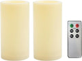 CANDLE CHOICE Outdoor Battery Operated Flameless Candles with Remote Timer Waterproof Flickering Plastic Electric LED Pillar Lights for Lantern Patio Garden Wedding Party Decorations D3”xH6” 2 Pack