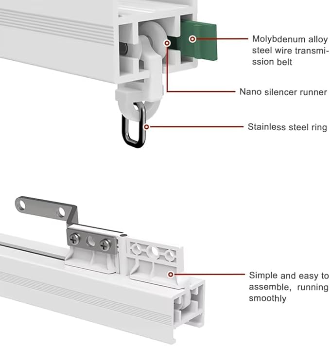Smart Electric Curtain Track System, Motorized Curtains Rod with Remote, WiFi Automatic Curtain Opener Compatible with Alexa Google Home, Silent Brushless Motor 1.8N.m Torque (2 meters (78.7 inches))