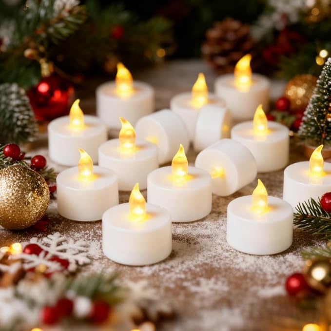 YIWER Battery Tea Lights Candles - LED Tea Lights 200 Hours Pack of 12(Warm Yellow)