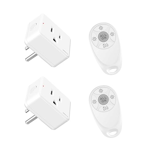 Greencycle Remote Control Outlet,2 Wireless Light Switches and 2 Outlet Plugs,Remote Outlets Switch,No Wiring Needed,500ft Range Coverage,15A/1500W for Lamps,Fans,TV,FCC Certified, White