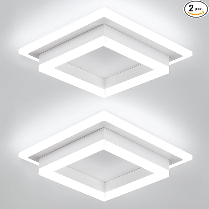 32W Flush Mount Modern LED Ceiling Lights, Small Hallway Ceiling Light, Cool White 6000K Acrylic LED Kitchen Ceiling Light Fixtures for Bedroom Dining Room Bathroom (2 Pack)