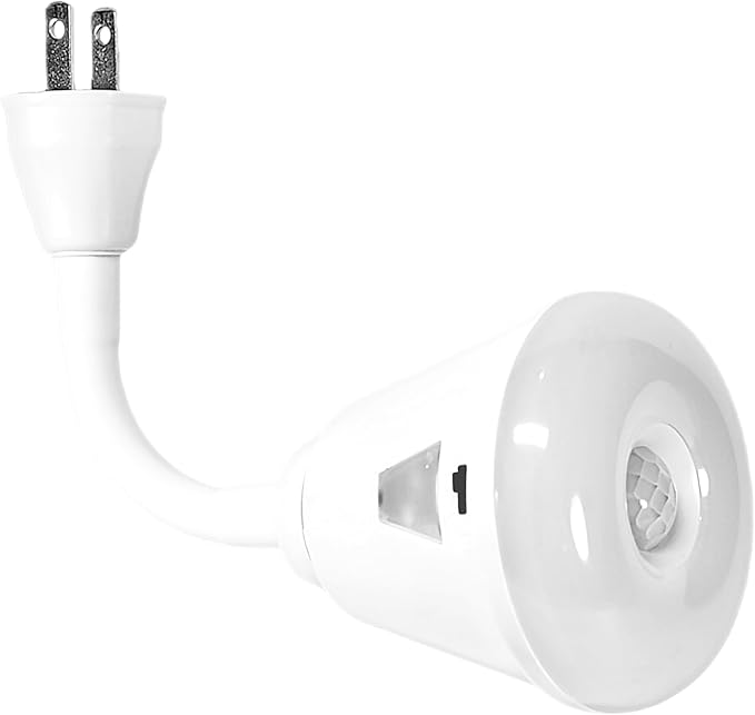 Motion Sensor Bright LED Night Light 6W 6500K Plug in Wall AC Outlet Indoor Directional Flexible Dusk to Dawn Motion-Activated Adjustable Neck Light for Garage Hallway Basement Bathroom