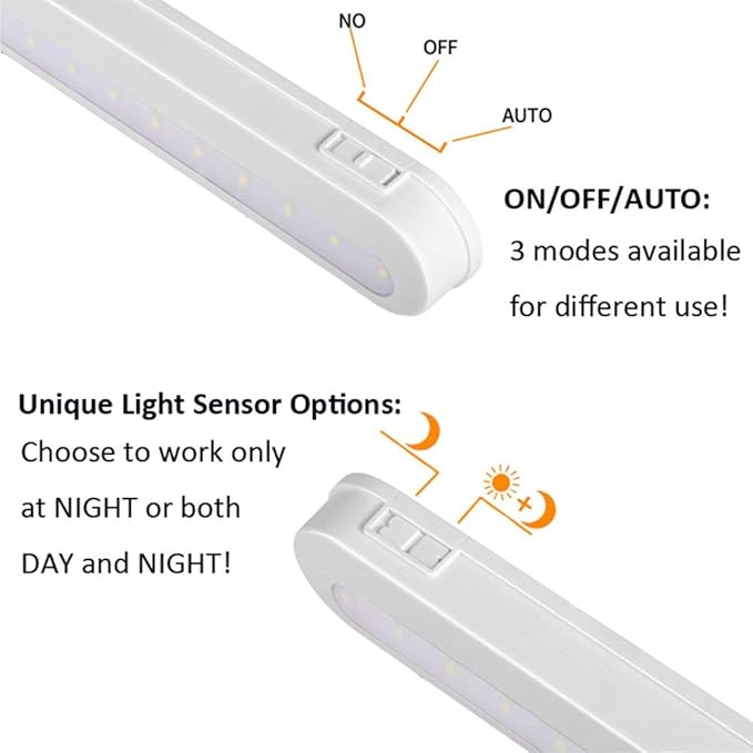 T01L LED Closet Light - BLS Super Bright 20 LED Under Cabinet Lighting Battery Powered/DC Input Wireless Motion Sensing Light, Auto On Off Switch, Motion Sensor & Light Sensor, 2 Pack