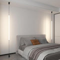 Modern Minimalist Bedside Pendant Light Black Linear Pendant Floor to Ceiling Lamp Long Strip LED Hanging Lamp for Bedroom TV Background - Hardwierd 51.8”