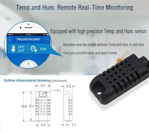 Zigbee 16A Tuya Smart WiFi Sensor | Temperature and Humidity Monitoring and Control, Energy Consumption Monitoring | Dry Contact | Compatible with Alexa Google(Need Tuya Zigbee Hub)