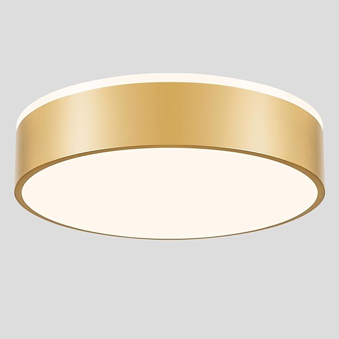 Gold Flush Mount Ceiling Lights, Modern Dimmable 5CCT Close to Lighting Fixture, 2700K-6000K LED Round Ceiling Lamp for Bedroom, Bathroom, Dining Room, Living Room-15.8in