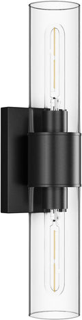Tipace Black Bathroom Vanity Light Fixtures,Industrial Wall Sconces Clear Glass Wall Lights,Wall Lamp for Bathroom,Living Room, Bedroom,Hallway(Bulb not Include)