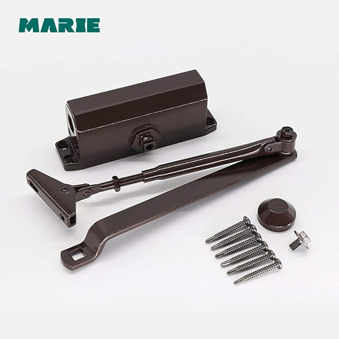 MARIE Automatic Door Closer Commercial Grade 2 Spring Heavy Duty Fireproof Adjustable Door-Closer, Brown