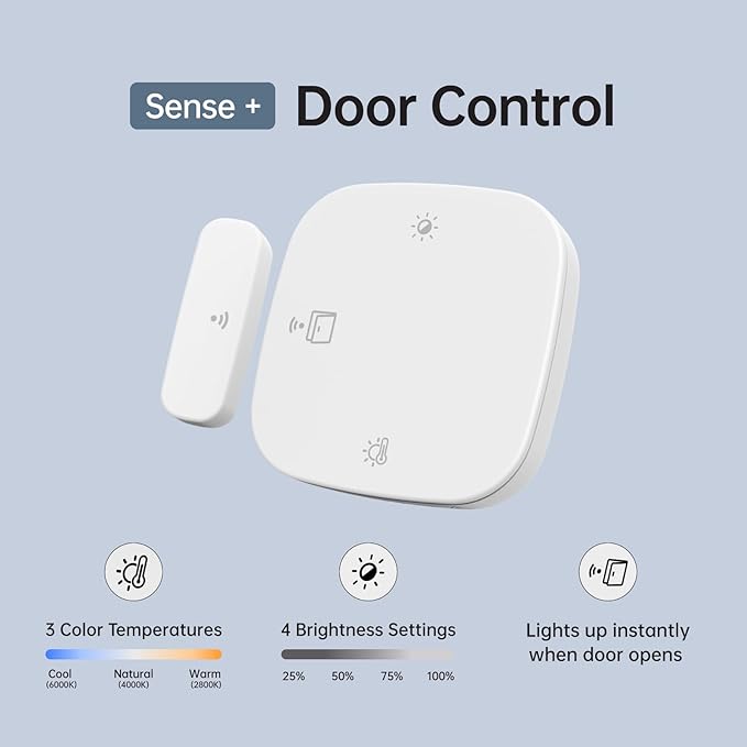 Motion Sensor for Cabinet Lights, Dimmable, Adjustable Color Temperature, Magnetic Mount, for Kitchens Closets Hallways Bathrooms Stairway (Door Control)