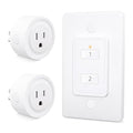 LoraTap Mini Wireless Remote Control Outlet Plug Adapter (2 Pack) with Remote, 2 Channel Wall Switch, 656ft Control Range for Indoor Lamps and Home Appliances, No Hub Required, 10A/1100W, White