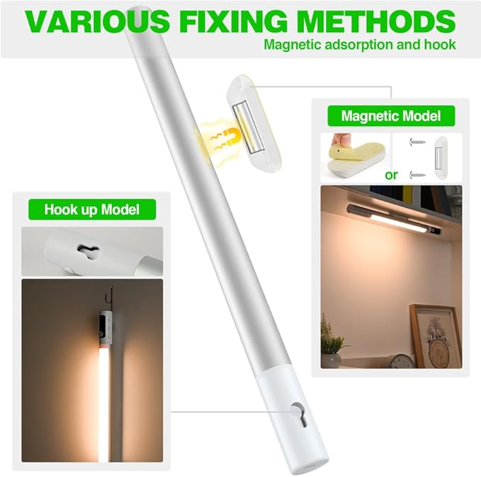 Under Cabinet Lighting, Motion Sensor Closet Lights, Wireless USB Rechargeable Led Light Bars, Sensor Night Lights for Drawers, Wardrobe, Stair, Kitchen 1 Packs [Energy Class A]