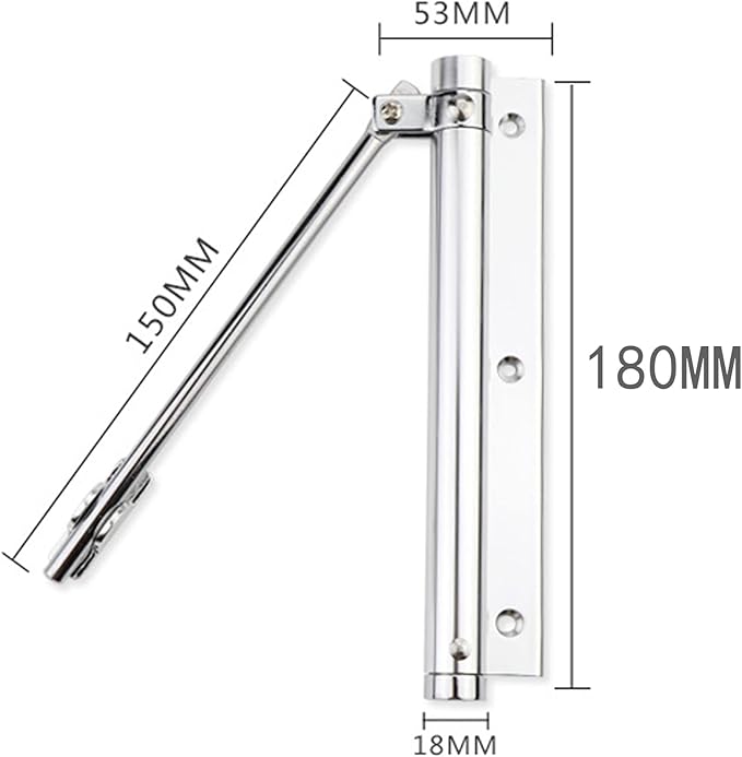 ZENG 2-Pack Adjustable Spring Door Closer - 304 Stainless Steel Surface Mounted Automatic Closer for Residential/Commercial Doors (20-40kg, 175° Max, Silver)