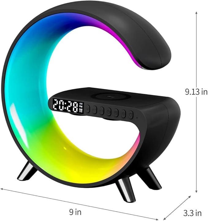 2026 New Smart Table Lamp with 4-in-1 Wireless Charger, Bluetooth Speaker, Alarm Clock, Night Light, App Control, for Bedroom, Office, Home Decor