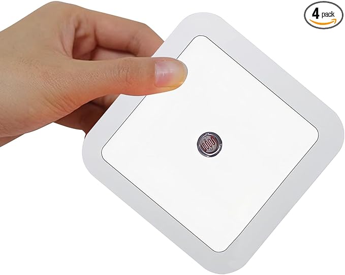 4Pcs LED Night Light, 0.5W Smart Light Sensing Warm White Nightlight, 65mm ABS Auto Sensor, Bedroom, Bathroom, Kitchen, Hallway, Stairs, Energy Efficient, Compact, Christmas